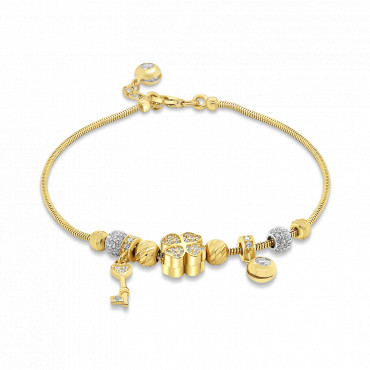Brățară din aur galben de 14K cu pandantive