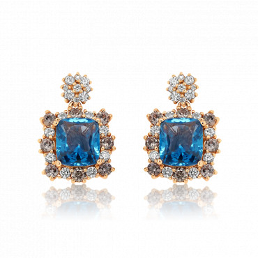 Cercei din aur roz de 14K cu zirconia