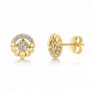 Cercei din aur galben de 14K cu zirconia